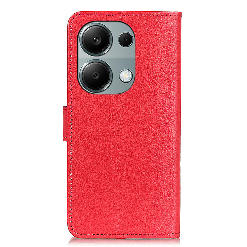 For Xiaomi Redmi Note 13 4G PU Leather Case Litchi Texture Protective Cover - Red