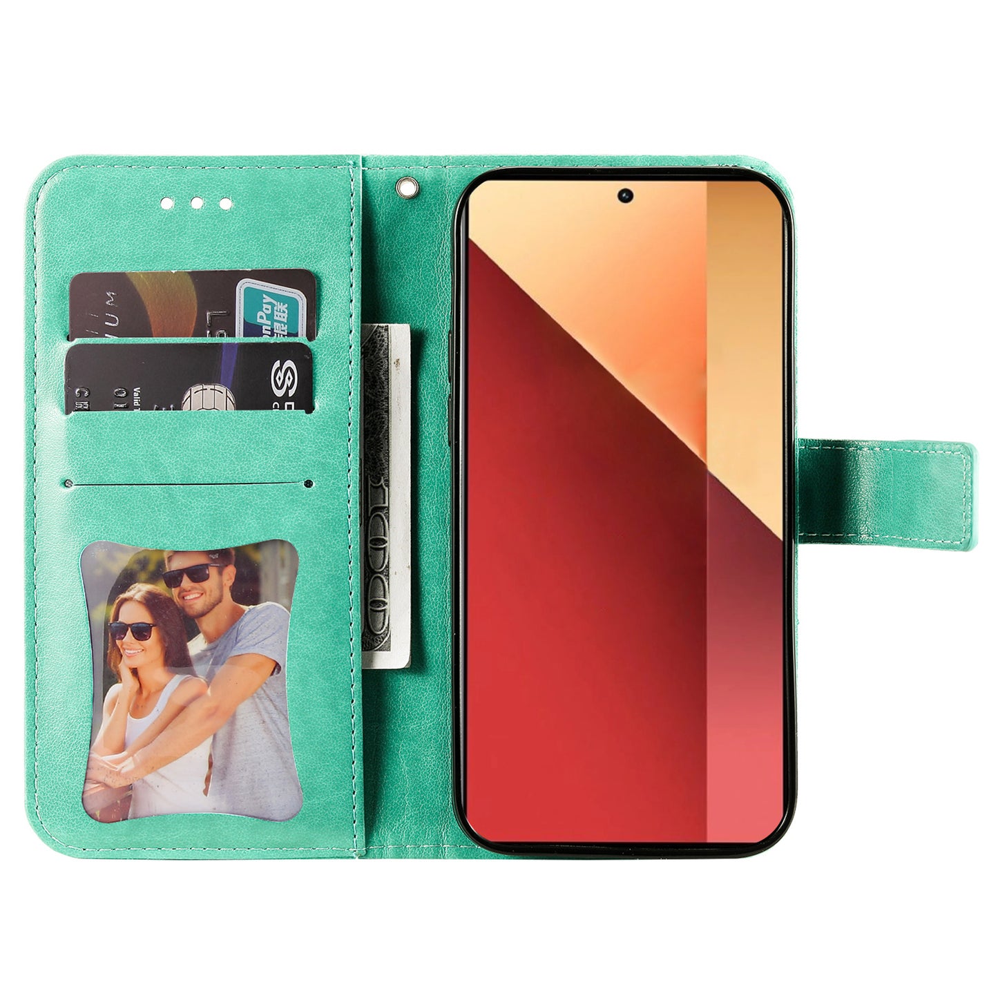 For Xiaomi Redmi Note 13 Pro 4G / Poco M6 Pro 4G Cover PU Leather Flip Stand Phone Case - Green