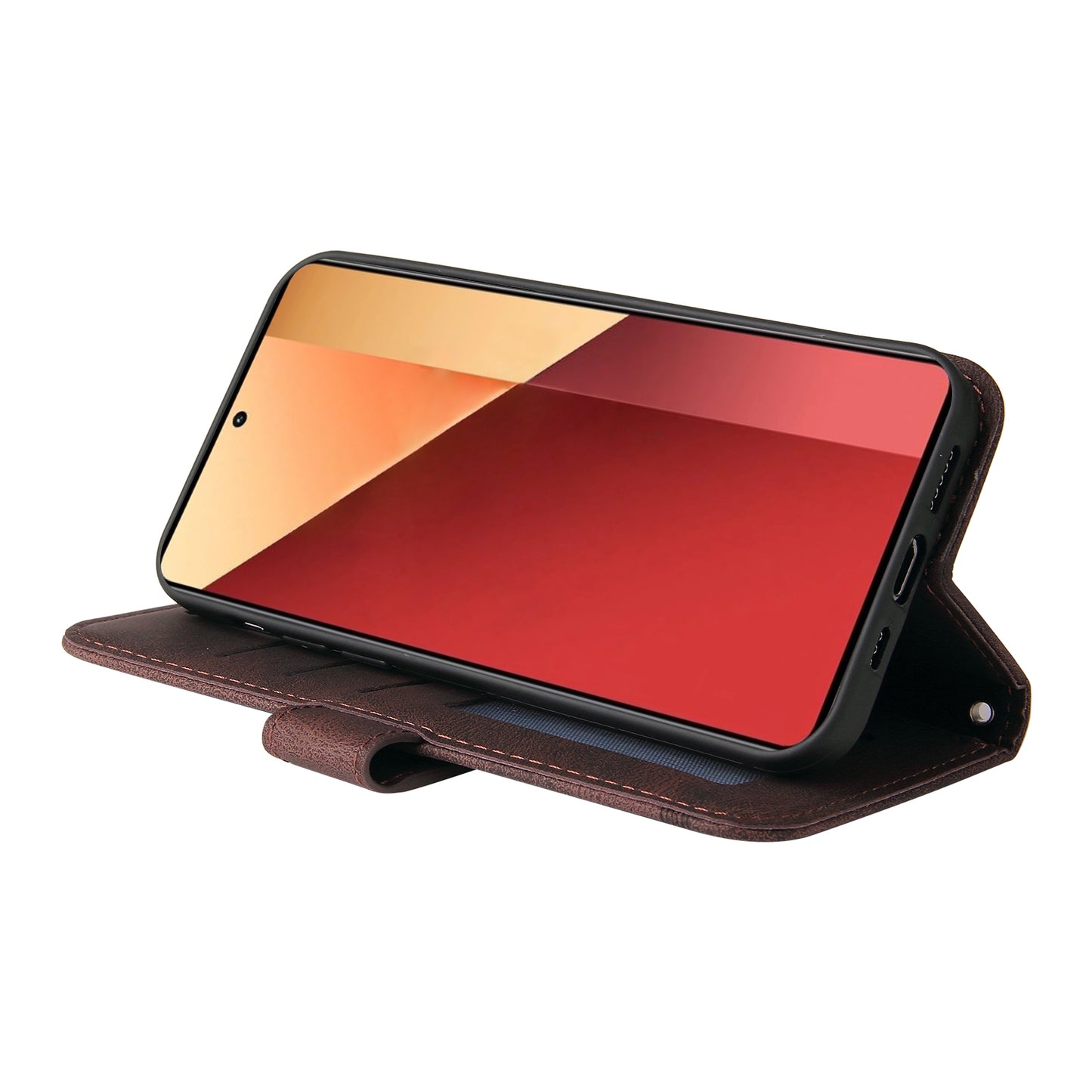 For Xiaomi Redmi Note 13 Pro 4G / Poco M6 Pro 4G Case Magnetic Leather Skin-Touch Phone Protector - Brown