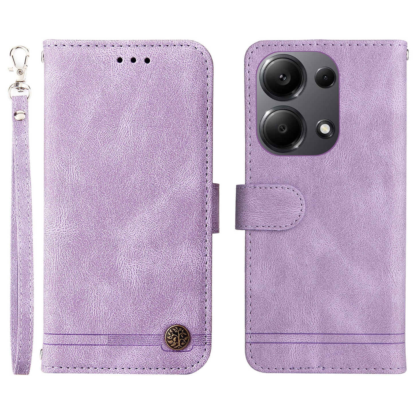 For Xiaomi Redmi Note 13 Pro 4G / Poco M6 Pro 4G Case Magnetic Leather Skin-Touch Phone Protector - Purple