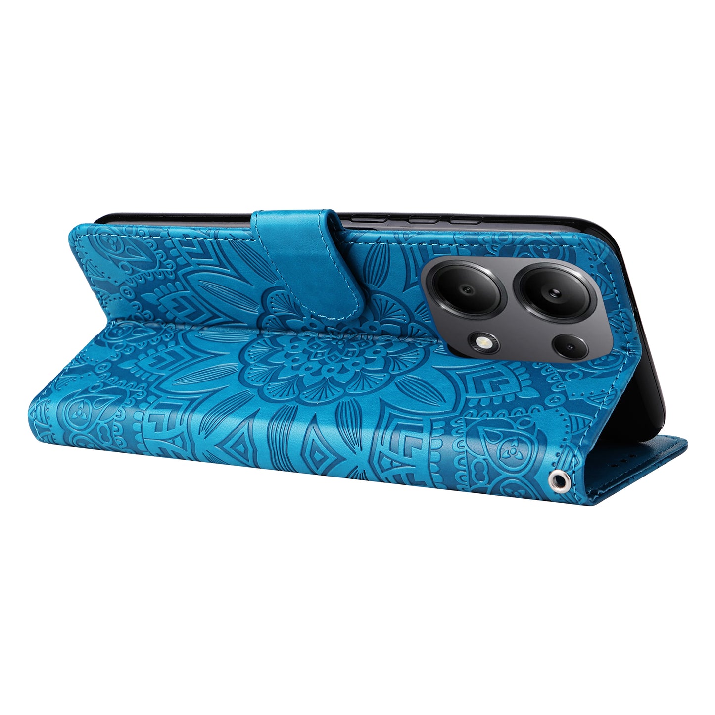 For Xiaomi Redmi Note 13 Pro 4G / Poco M6 Pro 4G Magnetic Phone Case Leather Imprinted Cover - Blue