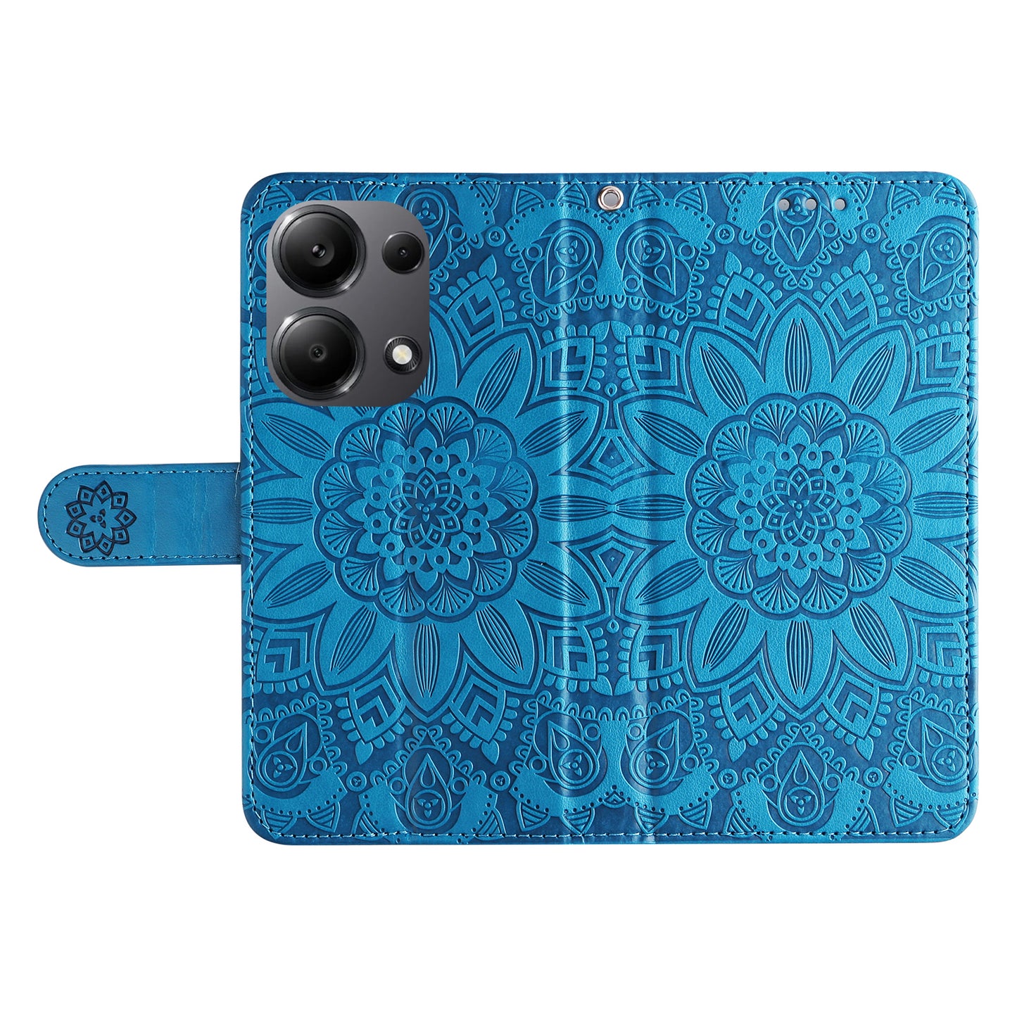 For Xiaomi Redmi Note 13 Pro 4G / Poco M6 Pro 4G Magnetic Phone Case Leather Imprinted Cover - Blue