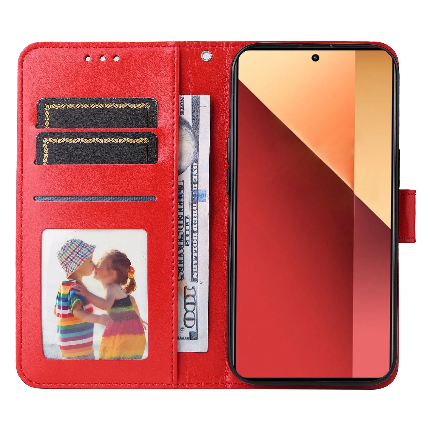 For Xiaomi Redmi Note 13 Pro 4G / Poco M6 Pro 4G Magnetic Phone Case Leather Imprinted Cover - Red