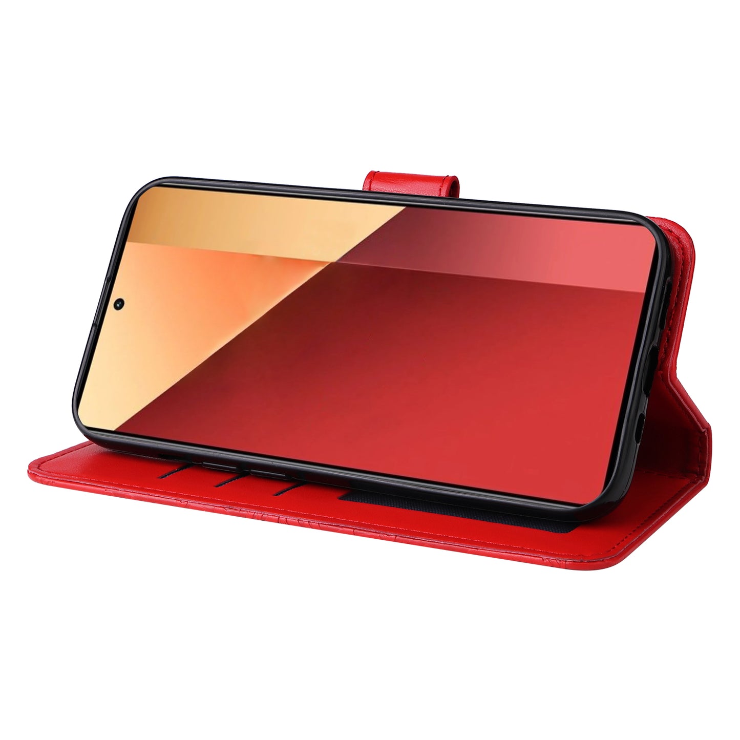 For Xiaomi Redmi Note 13 Pro 4G / Poco M6 Pro 4G Magnetic Phone Case Leather Imprinted Cover - Red