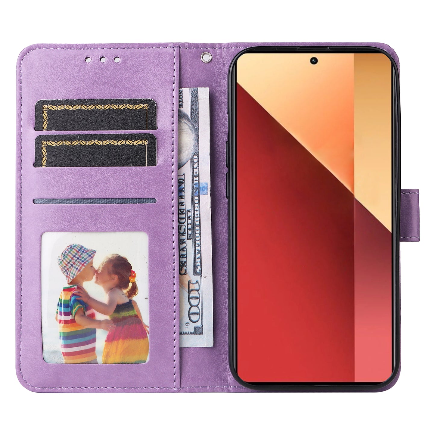 For Xiaomi Redmi Note 13 Pro 4G / Poco M6 Pro 4G Magnetic Phone Case Leather Imprinted Cover - Purple