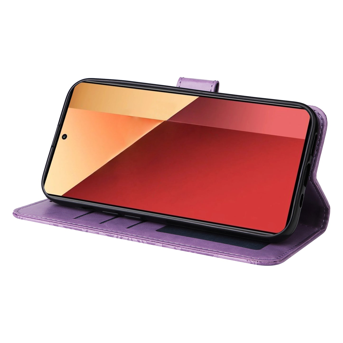 For Xiaomi Redmi Note 13 Pro 4G / Poco M6 Pro 4G Magnetic Phone Case Leather Imprinted Cover - Purple