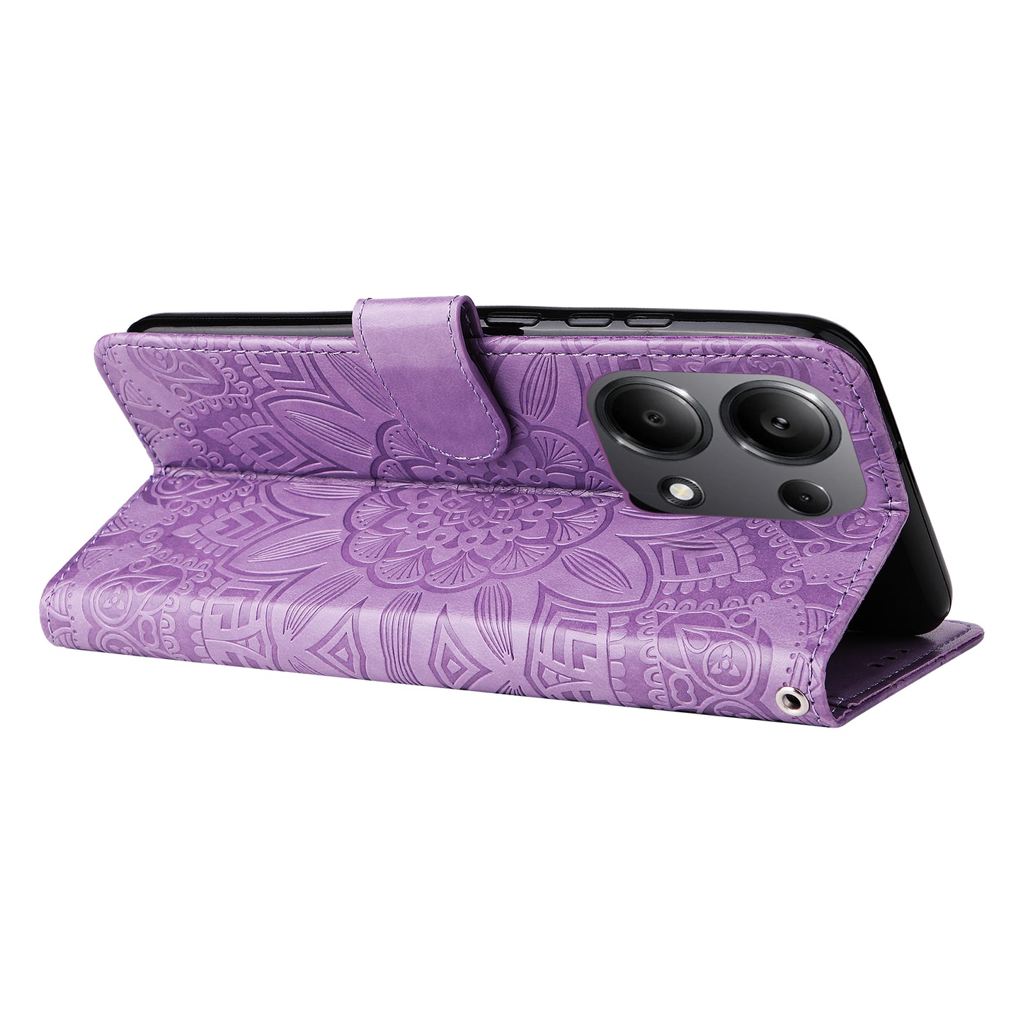 For Xiaomi Redmi Note 13 Pro 4G / Poco M6 Pro 4G Magnetic Phone Case Leather Imprinted Cover - Purple