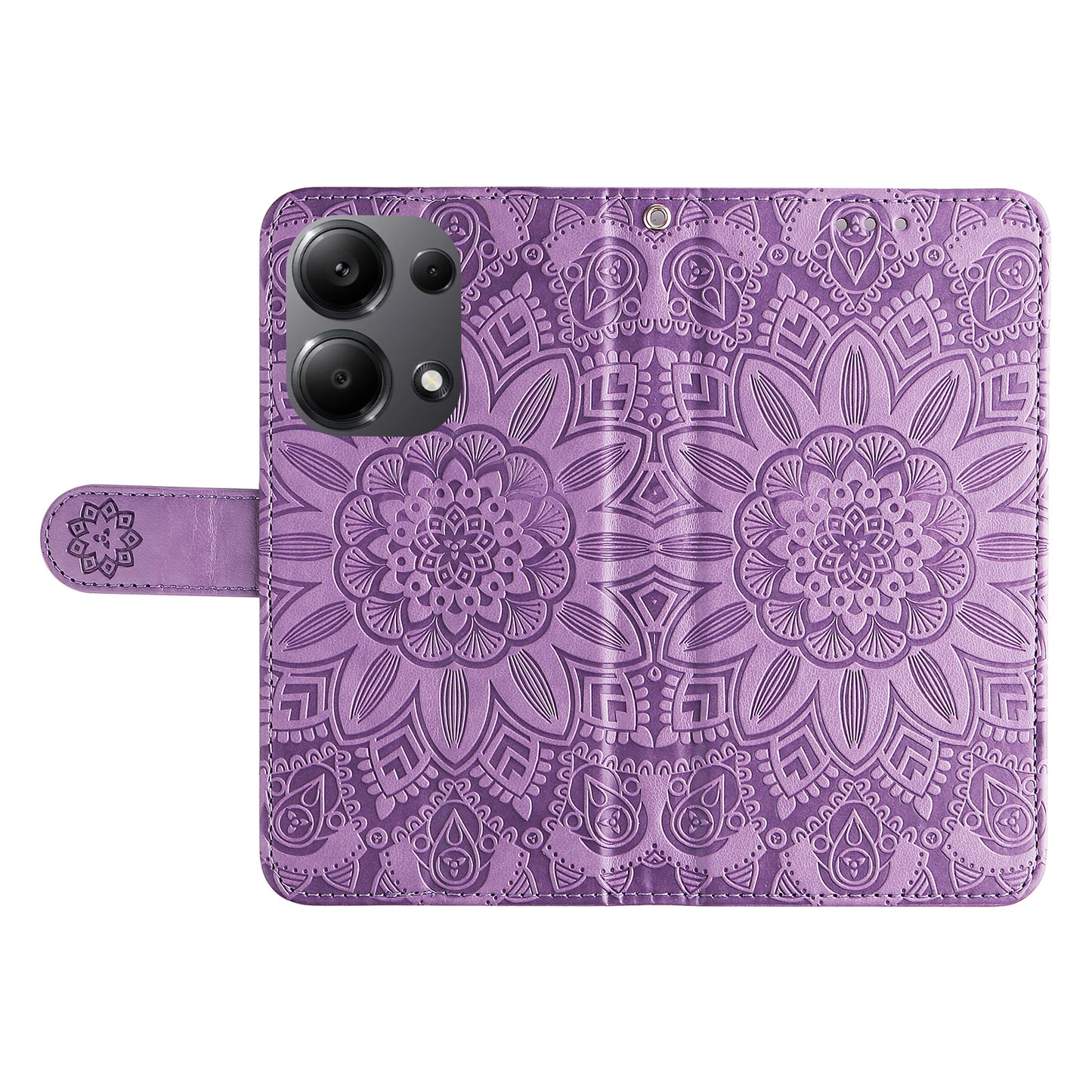 For Xiaomi Redmi Note 13 Pro 4G / Poco M6 Pro 4G Magnetic Phone Case Leather Imprinted Cover - Purple