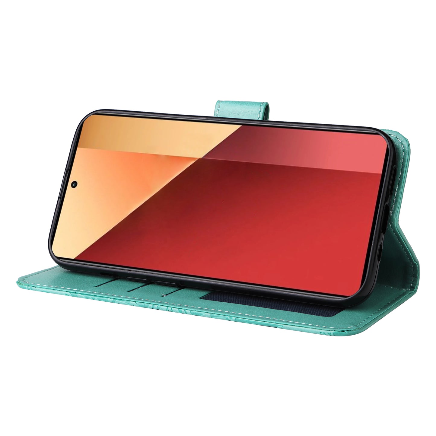 For Xiaomi Redmi Note 13 Pro 4G / Poco M6 Pro 4G Magnetic Phone Case Leather Imprinted Cover - Green