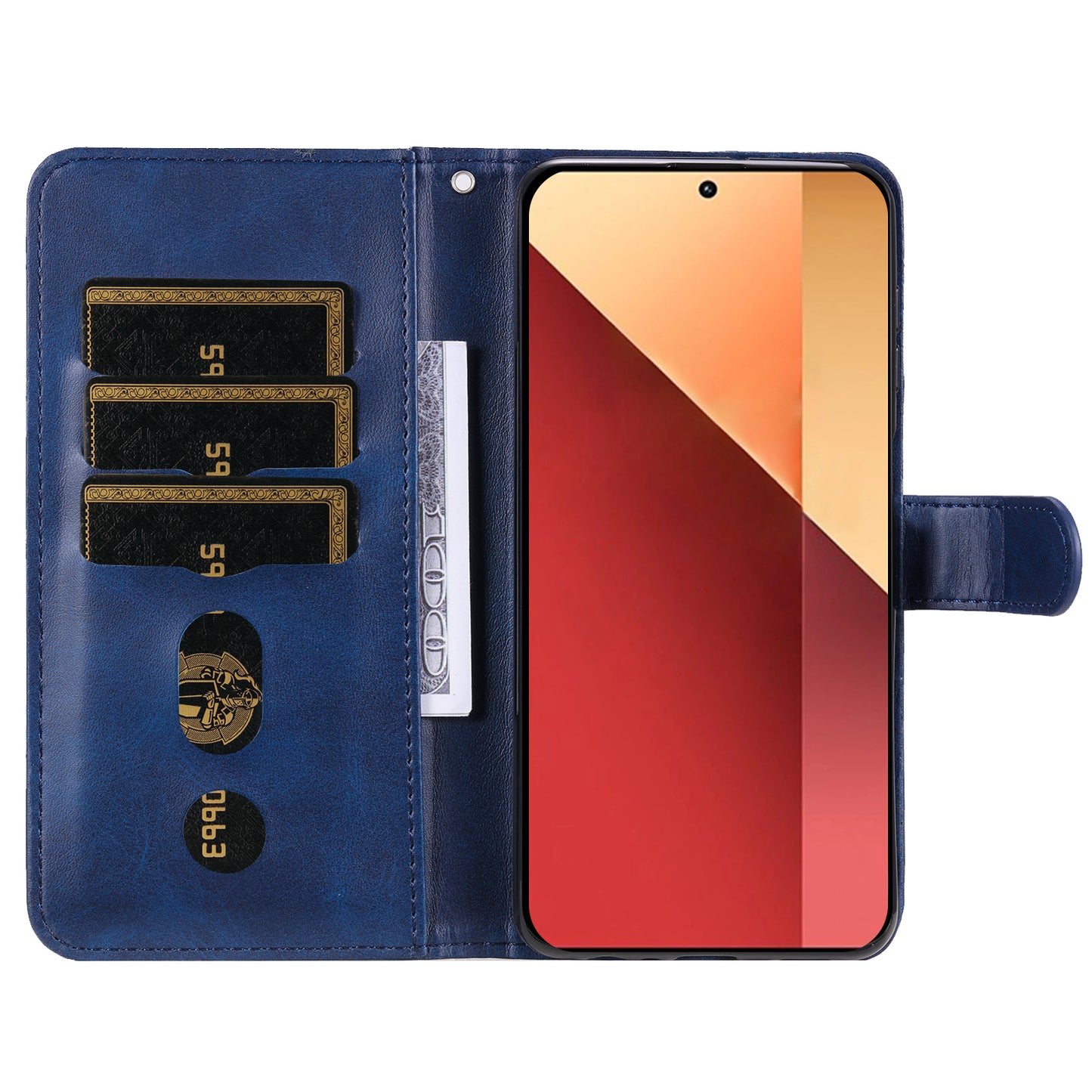 For Xiaomi Redmi Note 13 Pro 4G / Poco M6 Pro 4G Case Leather Anti-drop Cover with Zipper Pocket - Blue