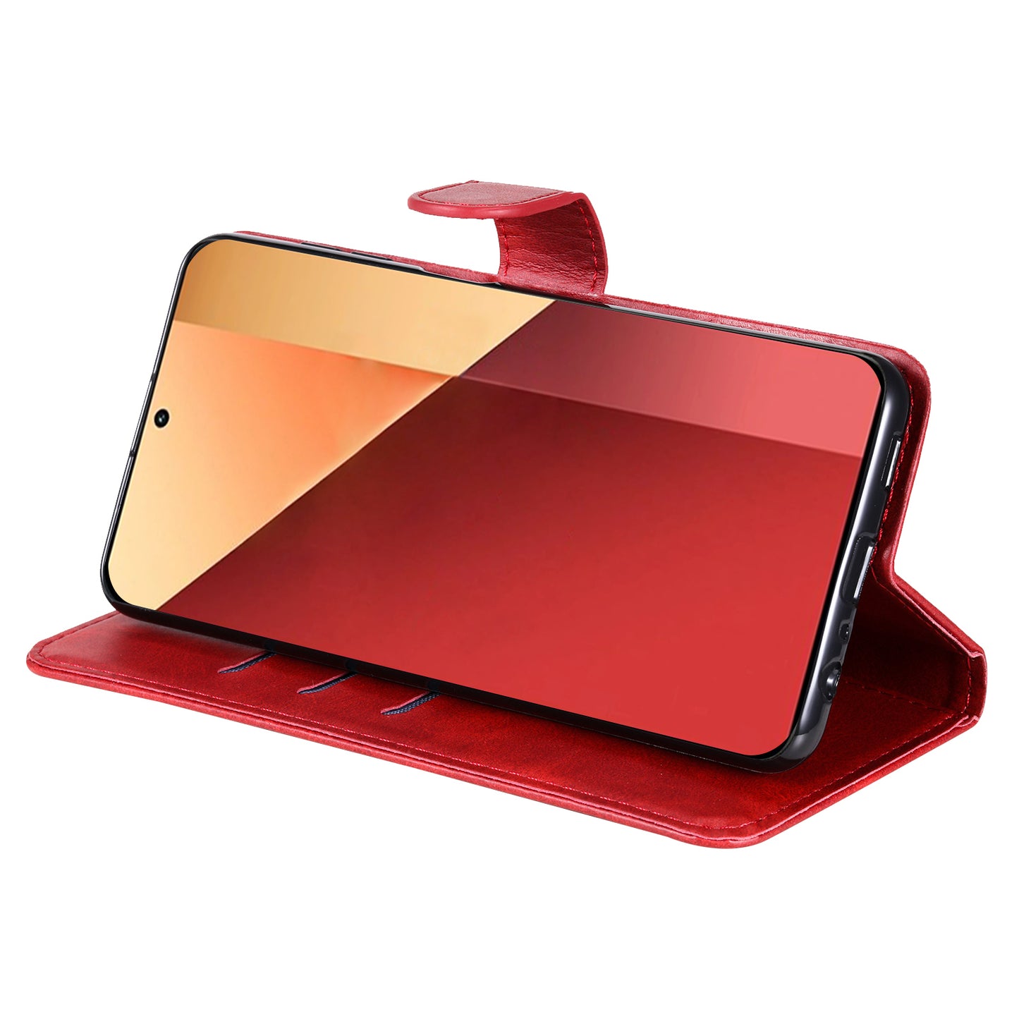 For Xiaomi Redmi Note 13 Pro 4G / Poco M6 Pro 4G Case Leather Anti-drop Cover with Zipper Pocket - Red