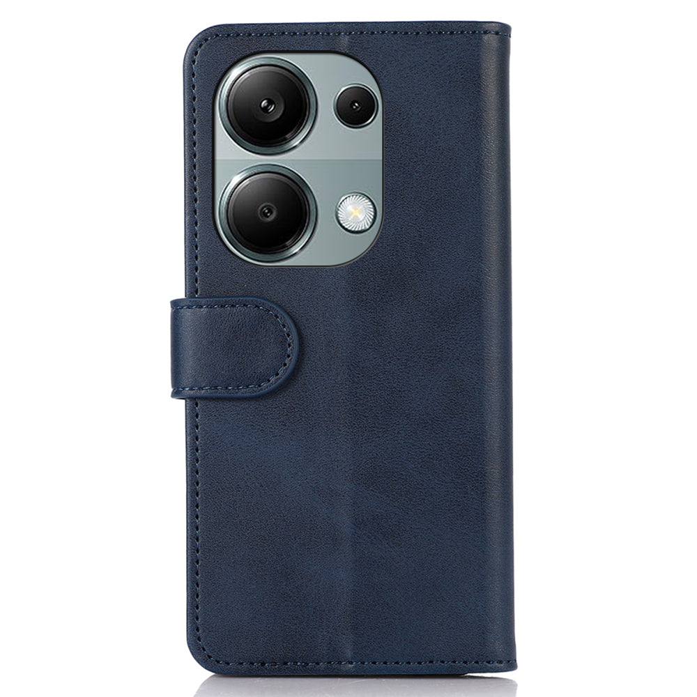 For Xiaomi Redmi Note 13 4G Case PU Leather Folio Stand View Phone Cover - Blue