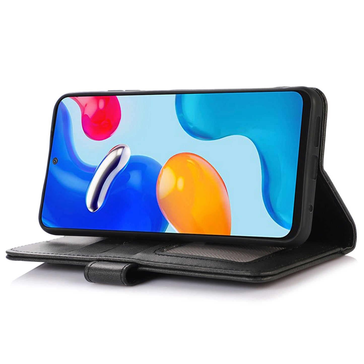 For Xiaomi Redmi Note 13 4G Case PU Leather Folio Stand View Phone Cover - Black