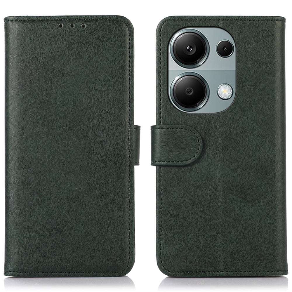 For Xiaomi Redmi Note 13 4G Case PU Leather Folio Stand View Phone Cover - Green