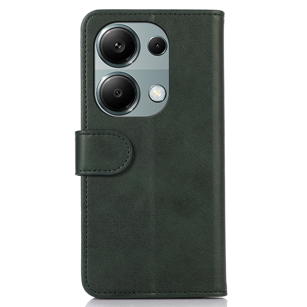 For Xiaomi Redmi Note 13 4G Case PU Leather Folio Stand View Phone Cover - Green