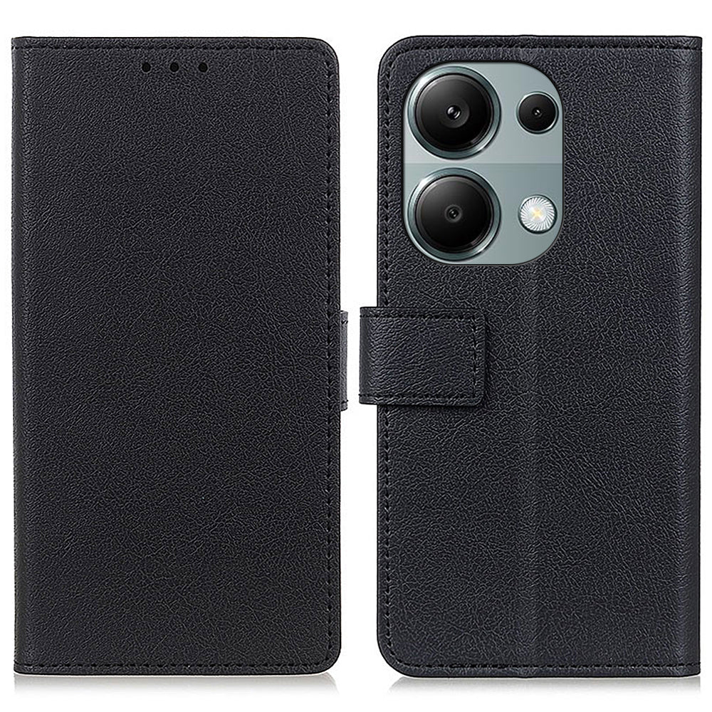 For Xiaomi Redmi Note 13 4G Leather Wallet Case Viewing Stand Phone Cover - Black
