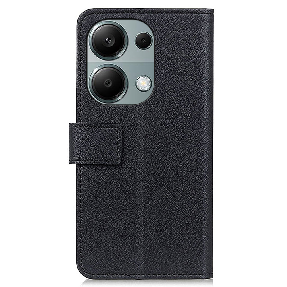 For Xiaomi Redmi Note 13 4G Leather Wallet Case Viewing Stand Phone Cover - Black