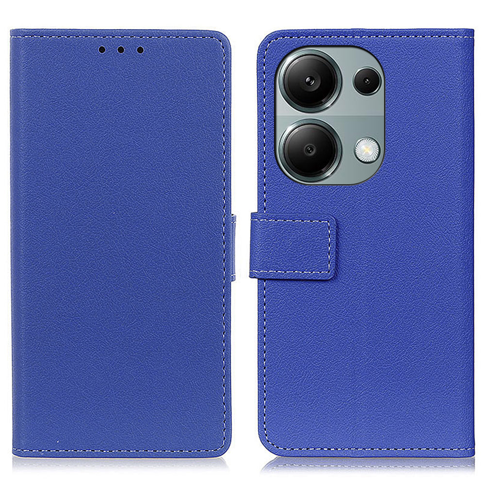 For Xiaomi Redmi Note 13 4G Leather Wallet Case Viewing Stand Phone Cover - Blue