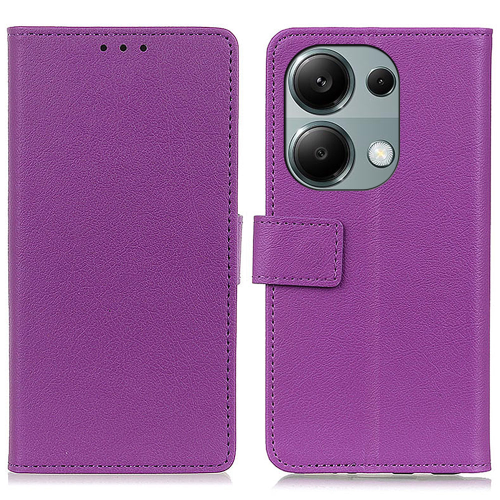 For Xiaomi Redmi Note 13 4G Leather Wallet Case Viewing Stand Phone Cover - Purple