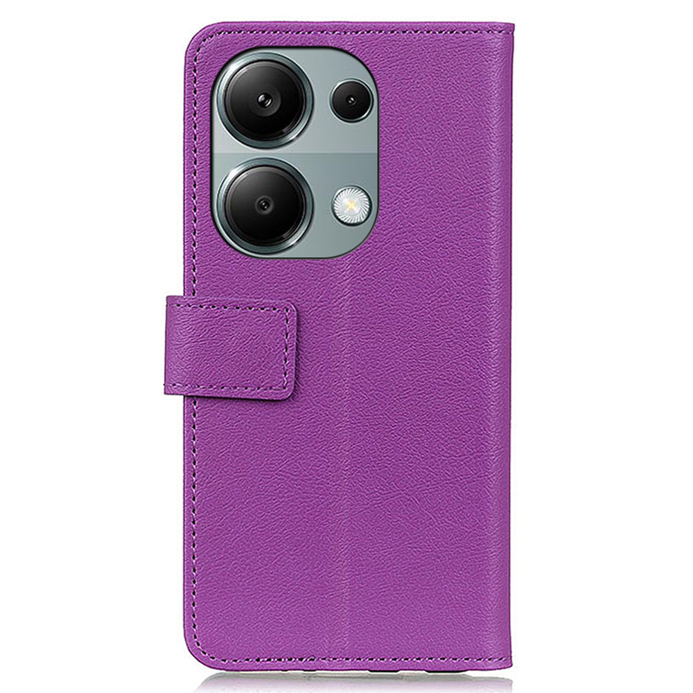 For Xiaomi Redmi Note 13 4G Leather Wallet Case Viewing Stand Phone Cover - Purple