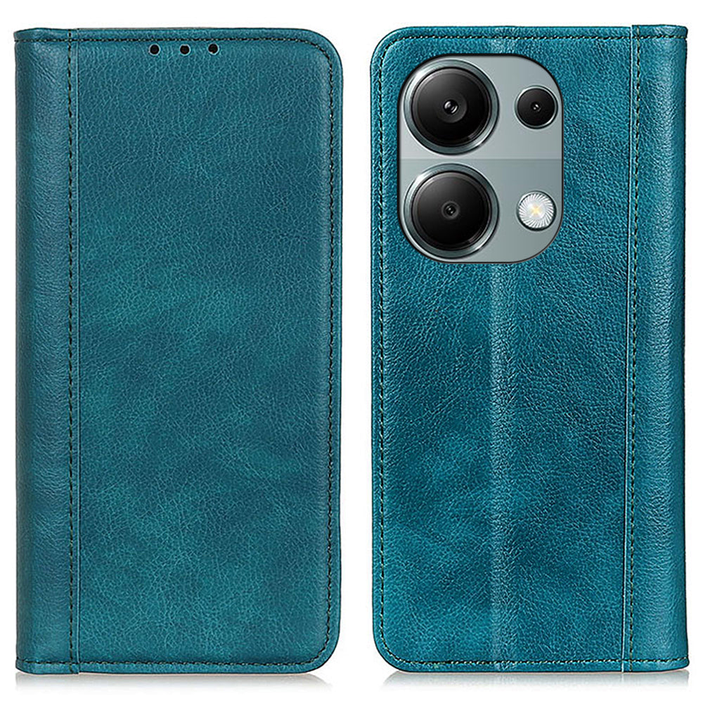 For Xiaomi Redmi Note 13 4G Protective Cover Split Leather Litchi Texture Phone Case - Green