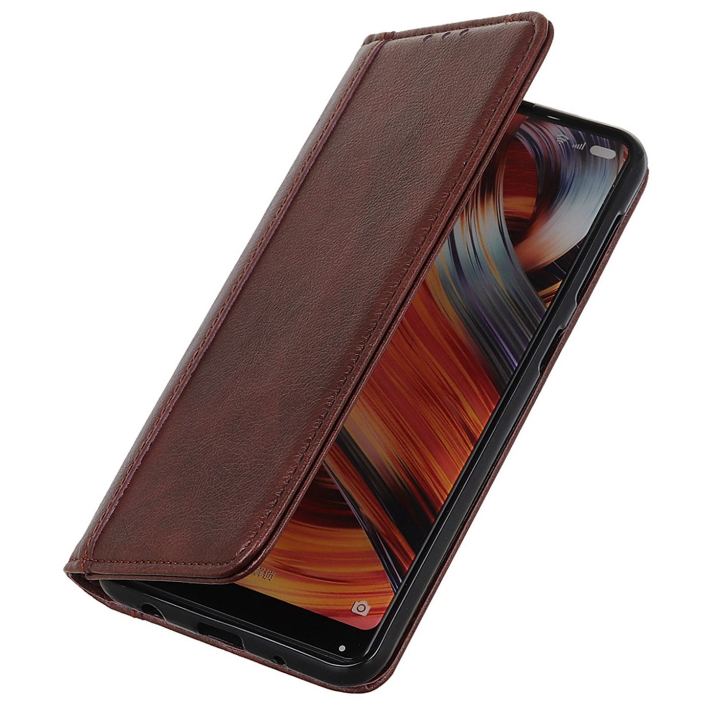 For Xiaomi Redmi Note 13 4G Protective Cover Split Leather Litchi Texture Phone Case - Brown