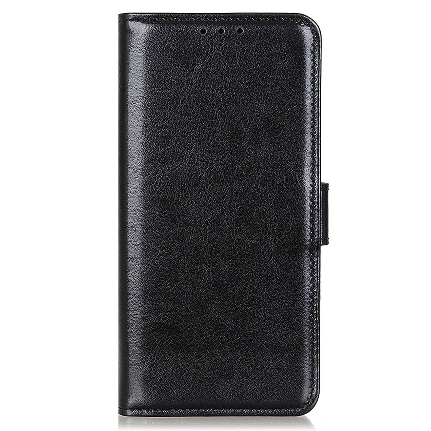 For Xiaomi Redmi Note 13 4G Leather Flip Case Wallet Crazy Horse Texture Phone Cover - Black