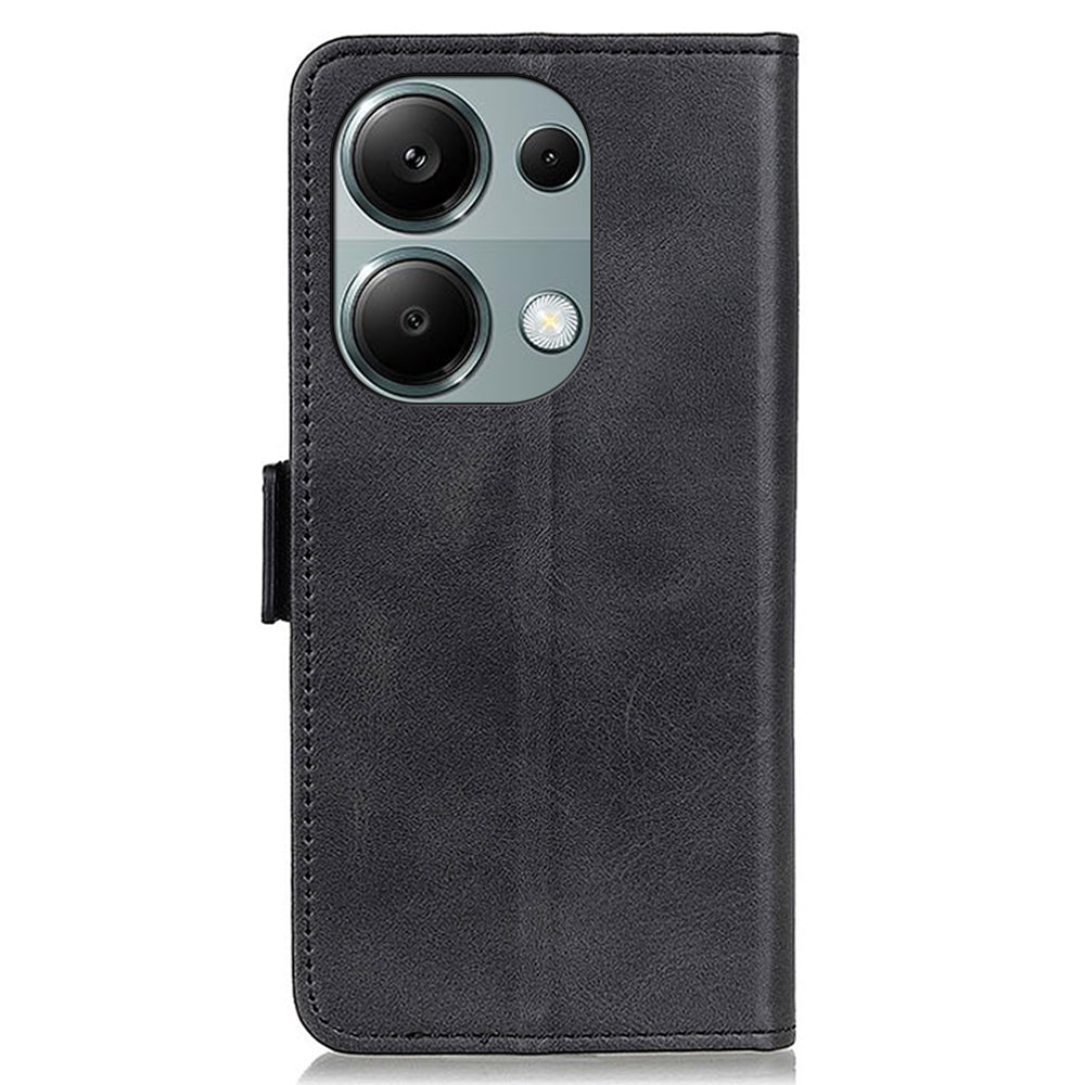 For Xiaomi Redmi Note 13 4G Leather Case Stand Magnetic Closure Flip Cover - Black