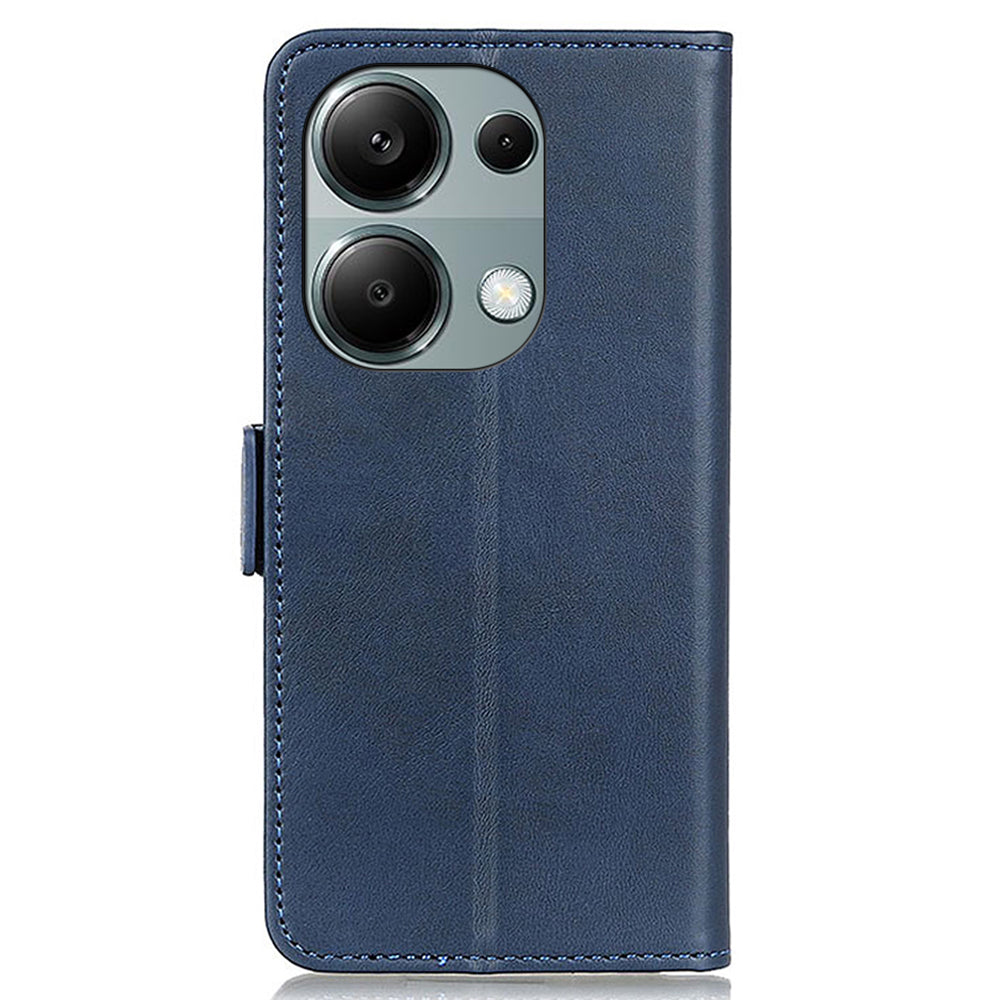 For Xiaomi Redmi Note 13 4G Leather Case Stand Magnetic Closure Flip Cover - Blue
