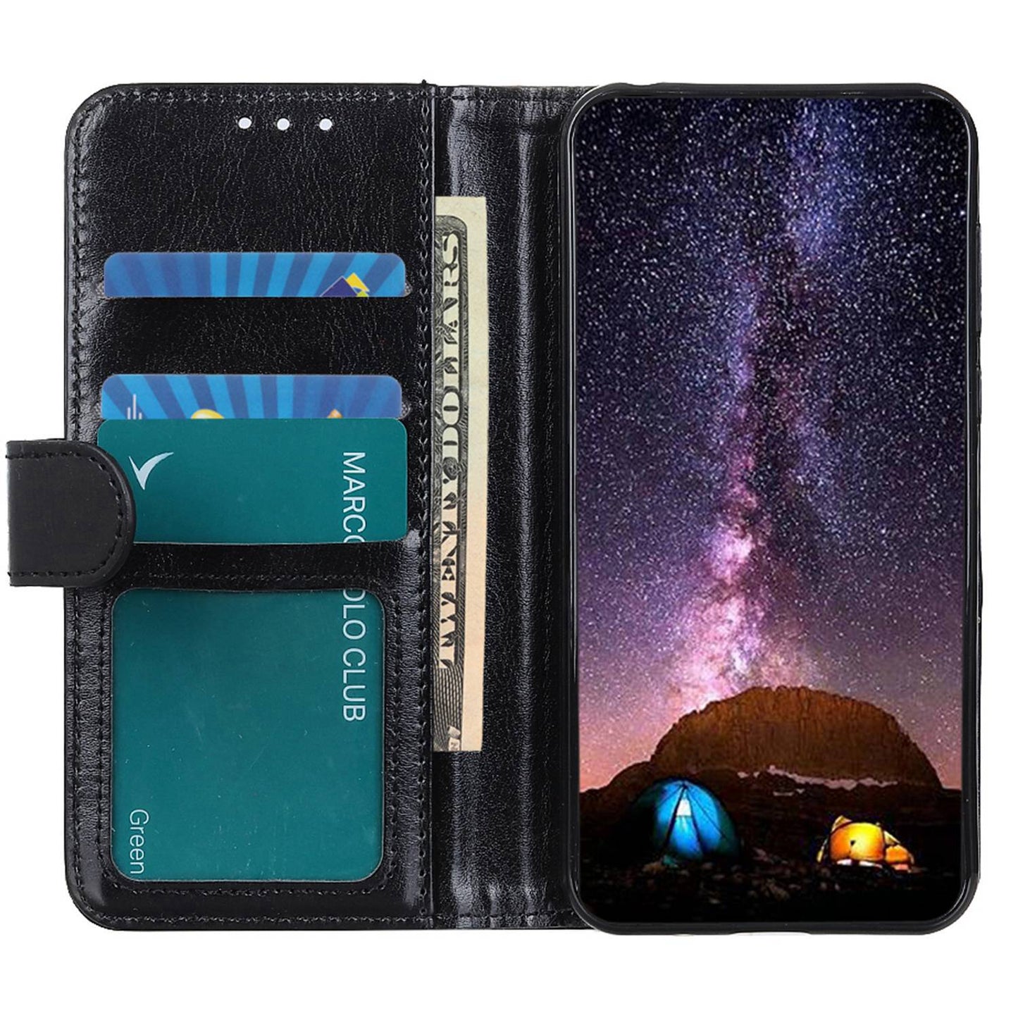 For Xiaomi Redmi Note 13 Pro 4G / Poco M6 Pro 4G Case Crazy Horse Texture Leather Phone Cover Wallet - Black