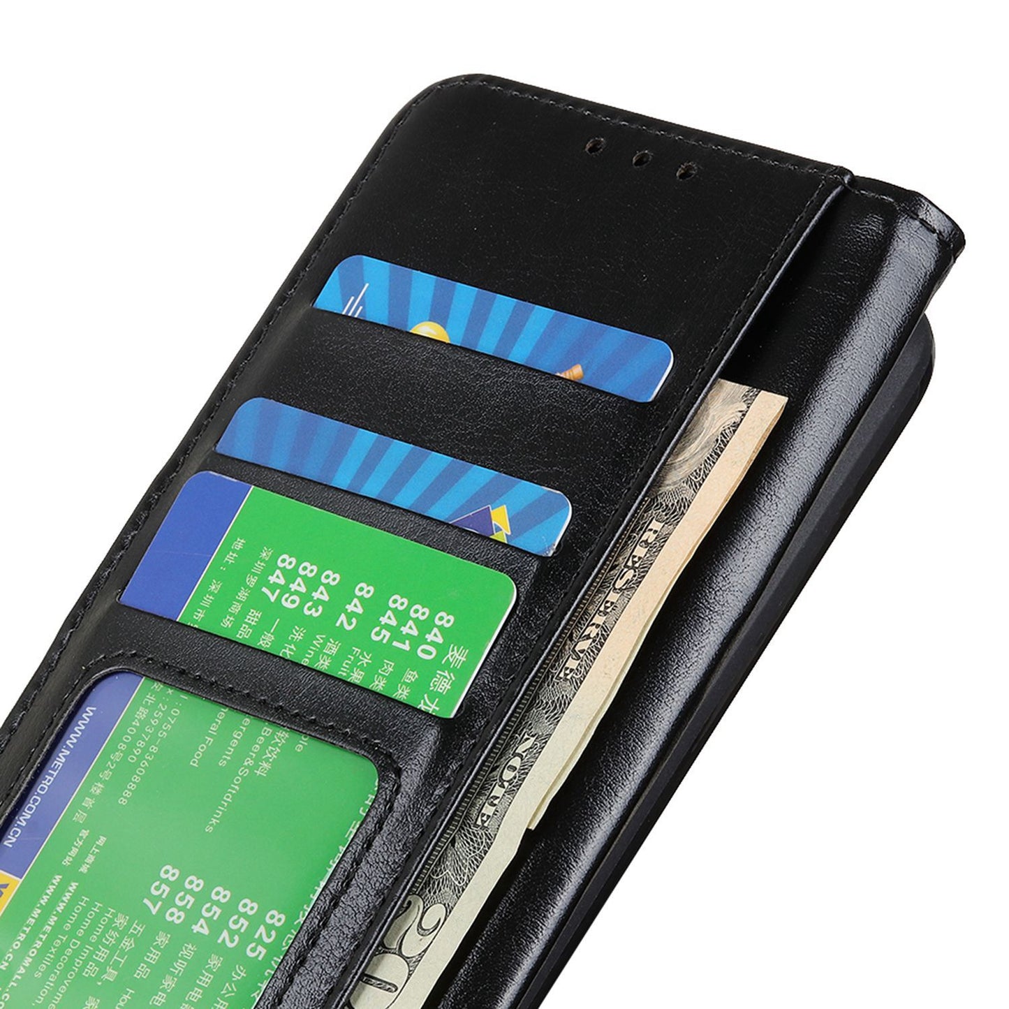 For Xiaomi Redmi Note 13 Pro 4G / Poco M6 Pro 4G Case Crazy Horse Texture Leather Phone Cover Wallet - Black