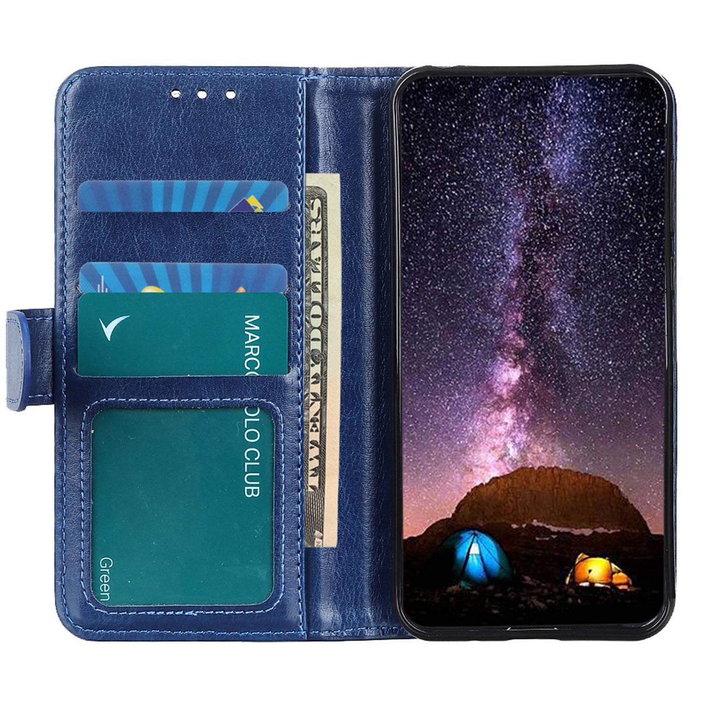 For Xiaomi Redmi Note 13 Pro 4G / Poco M6 Pro 4G Case Crazy Horse Texture Leather Phone Cover Wallet - Blue