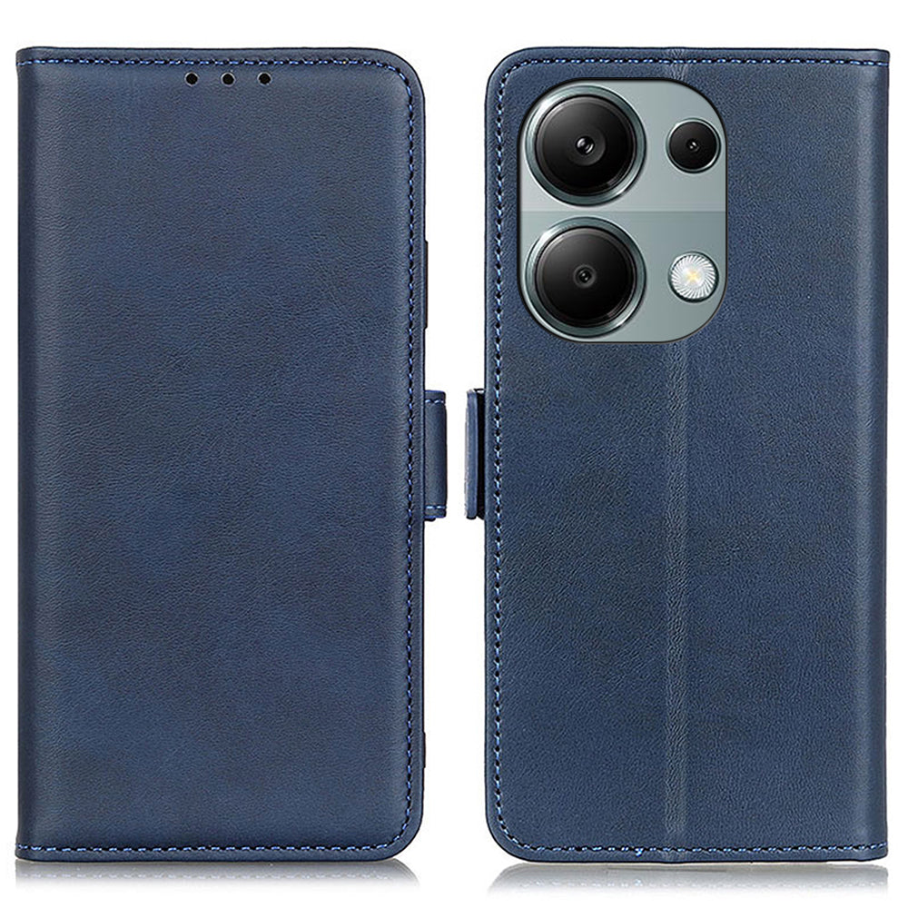 For Xiaomi Redmi Note 13 Pro 4G / Poco M6 Pro 4G Case Magnetic Buckle PU Leather Wallet Phone Cover - Blue