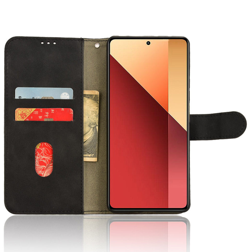 For Xiaomi Redmi Note 13 Pro 4G / Poco M6 Pro 4G Case PU Leather Skin-touch Protective Folio Phone Cover - Black