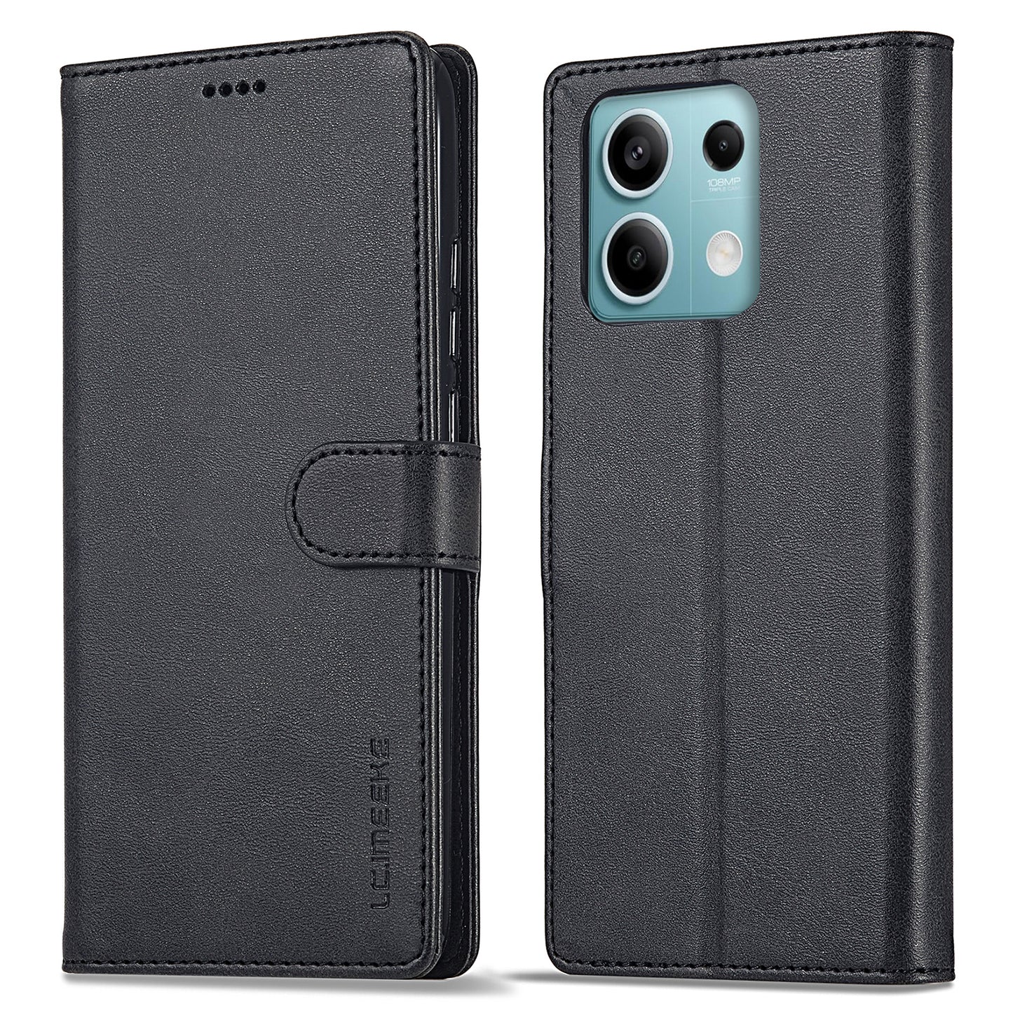 LC.IMEEKE For Xiaomi Redmi Note 13 5G Case Flip Leather Wallet Stand Phone Cover - Black