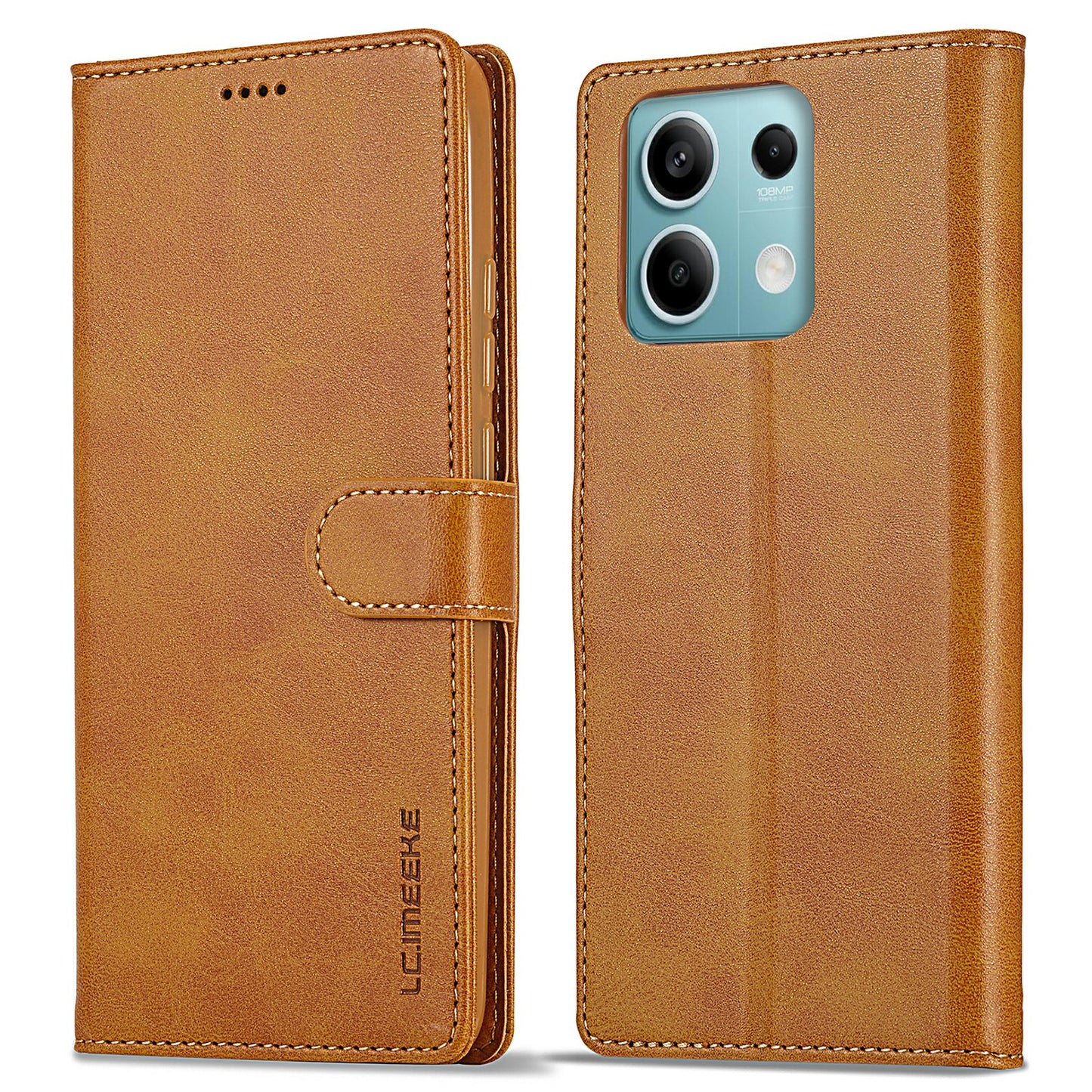 LC.IMEEKE For Xiaomi Redmi Note 13 Pro 5G / Poco X6 5G Case Wallet Stand Calf Texture Leather Phone Cover - Yellow