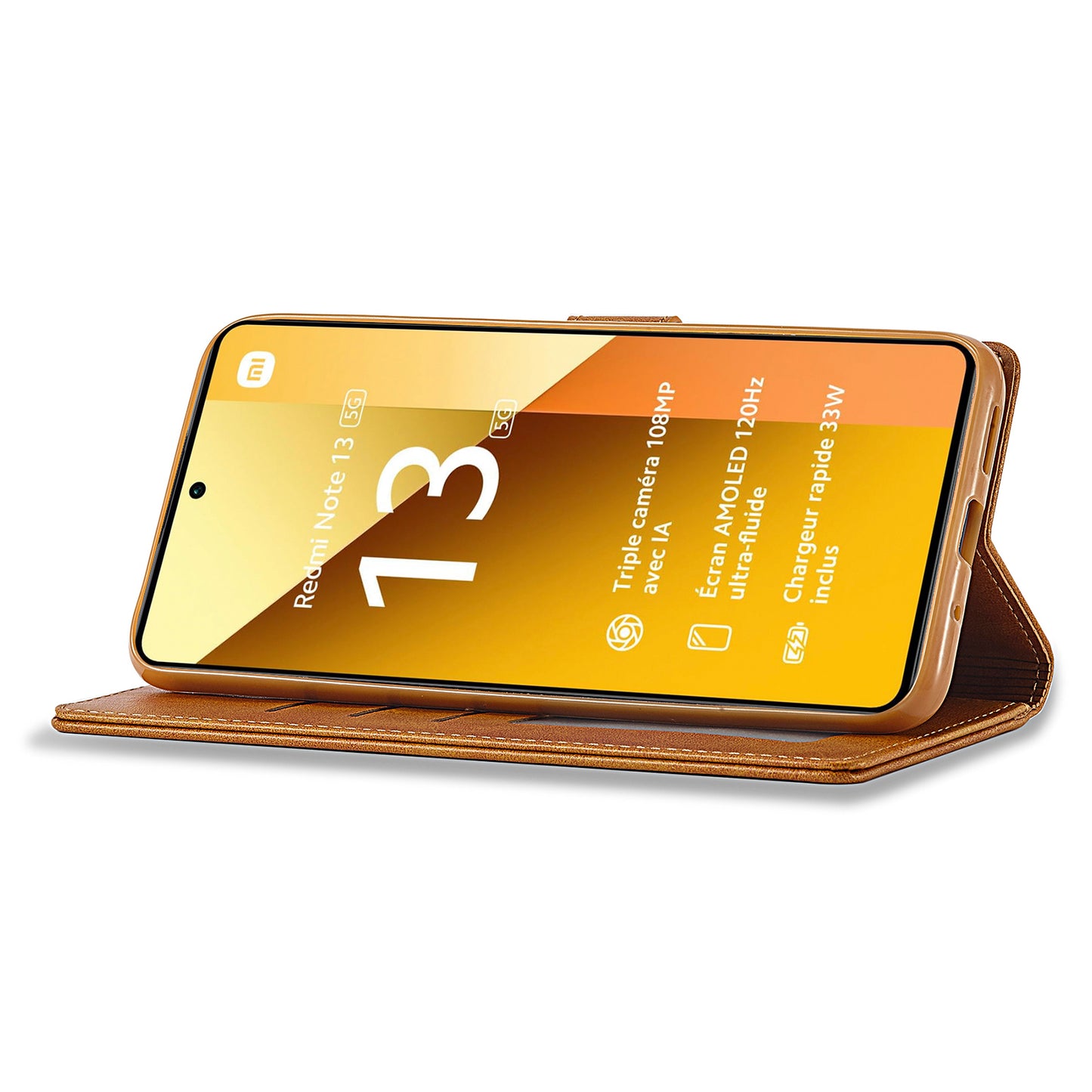 LC.IMEEKE For Xiaomi Redmi Note 13 Pro 5G / Poco X6 5G Case Wallet Stand Calf Texture Leather Phone Cover - Yellow