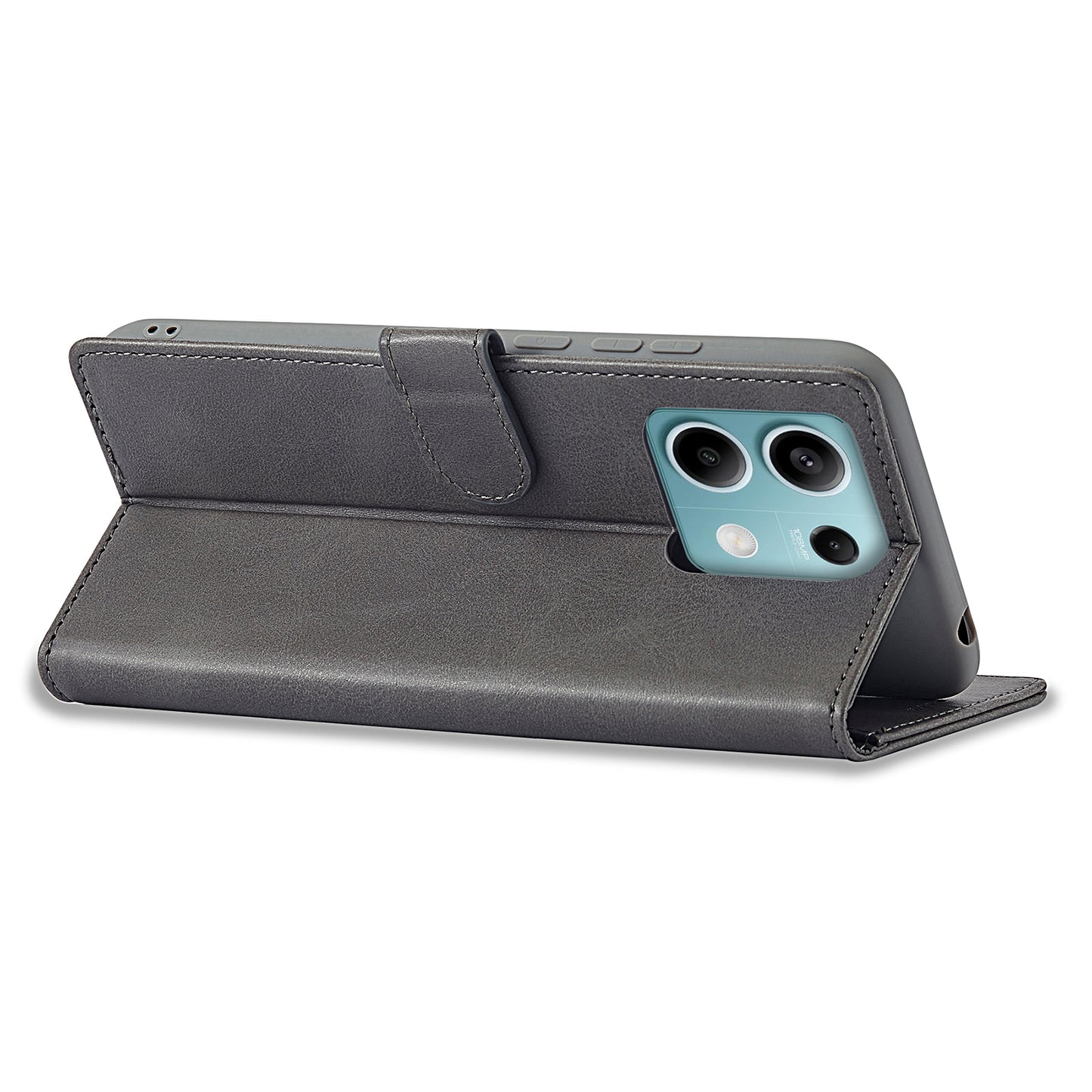 LC.IMEEKE For Xiaomi Redmi Note 13 Pro 5G / Poco X6 5G Case Wallet Stand Calf Texture Leather Phone Cover - Grey