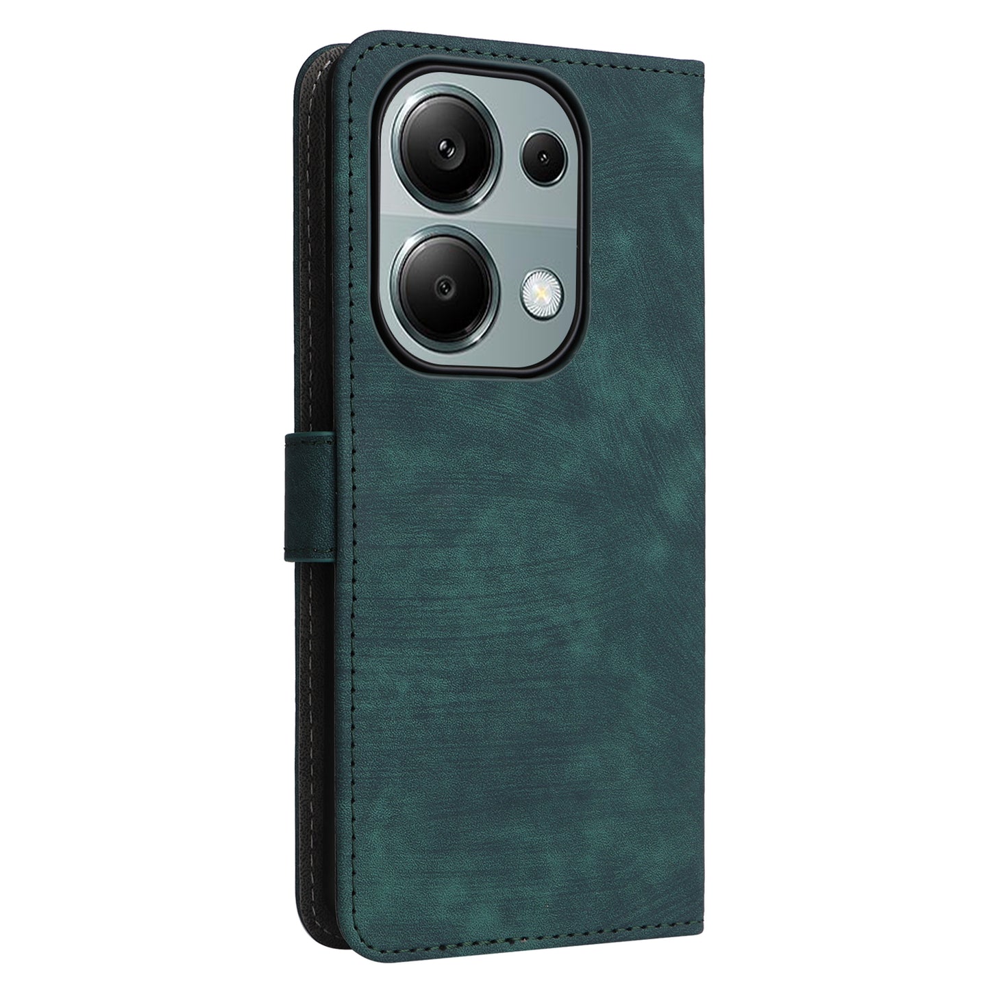 For Xiaomi Redmi Note 13 Pro 4G / Poco M6 Pro 4G Case with Strap RFID Blocking PU Leather Cover Stand - Green