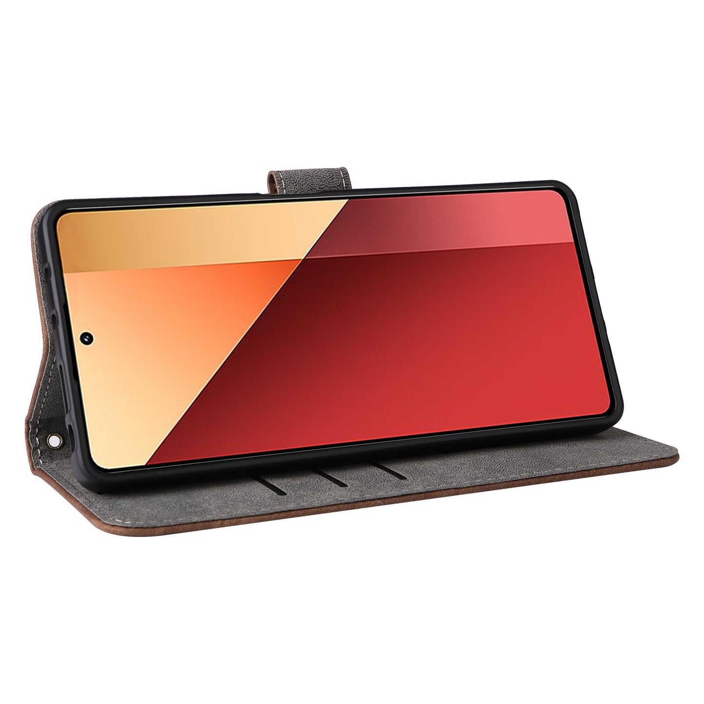 For Xiaomi Redmi Note 13 Pro 4G / Poco M6 Pro 4G Case with Strap RFID Blocking PU Leather Cover Stand - Brown