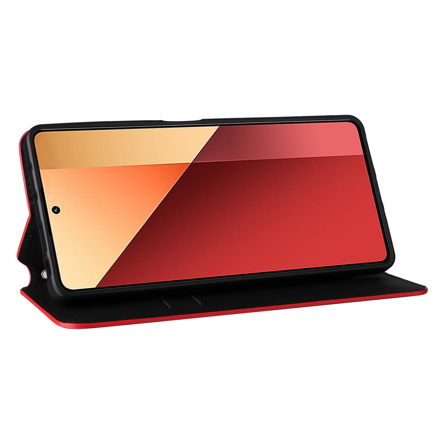 For Xiaomi Redmi Note 13 Pro 4G / Poco M6 Pro 4G Case Rhombus Imprinted Stand View Phone Cover - Red
