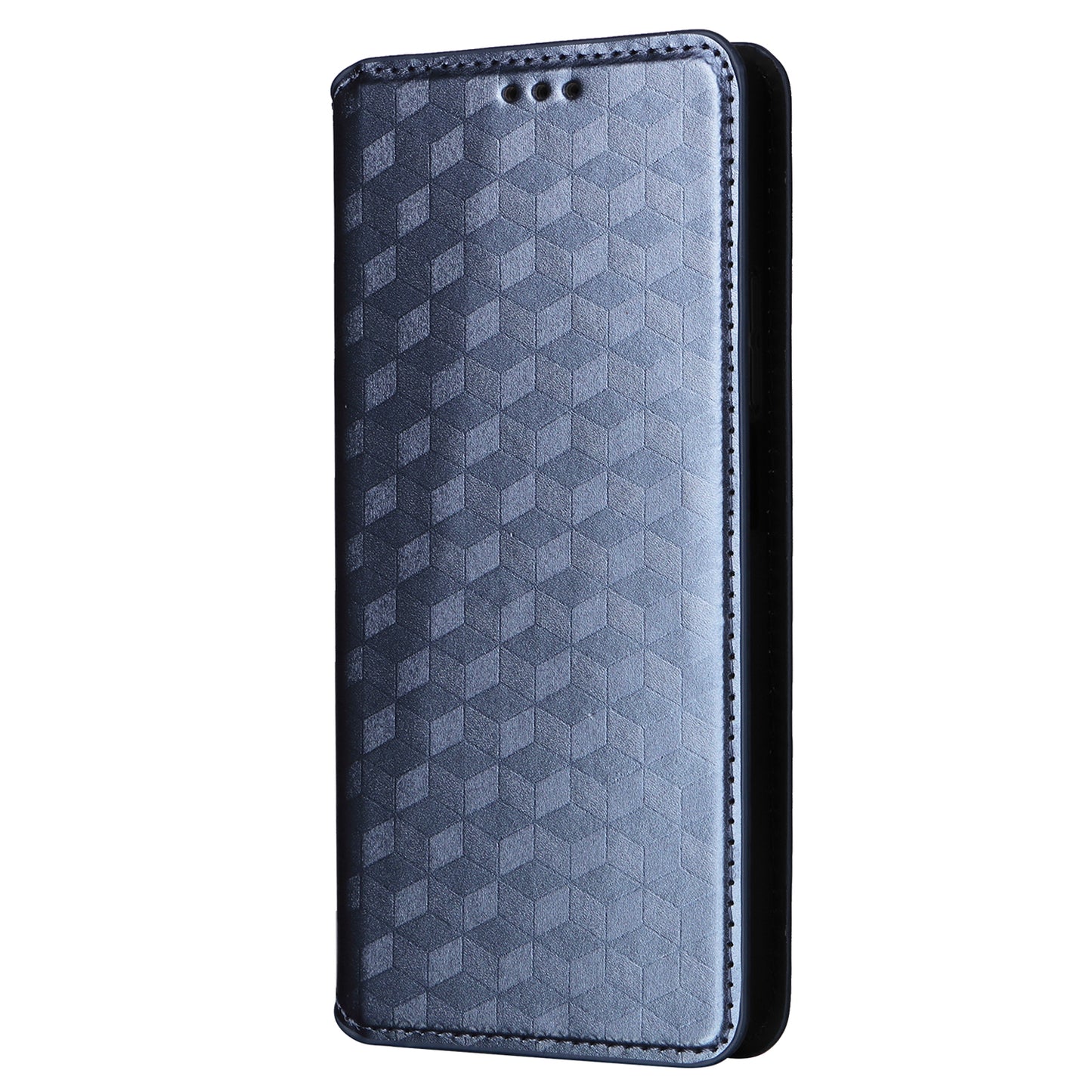 For Xiaomi Redmi Note 13 Pro 4G / Poco M6 Pro 4G Case Rhombus Imprinted Stand View Phone Cover - Blue