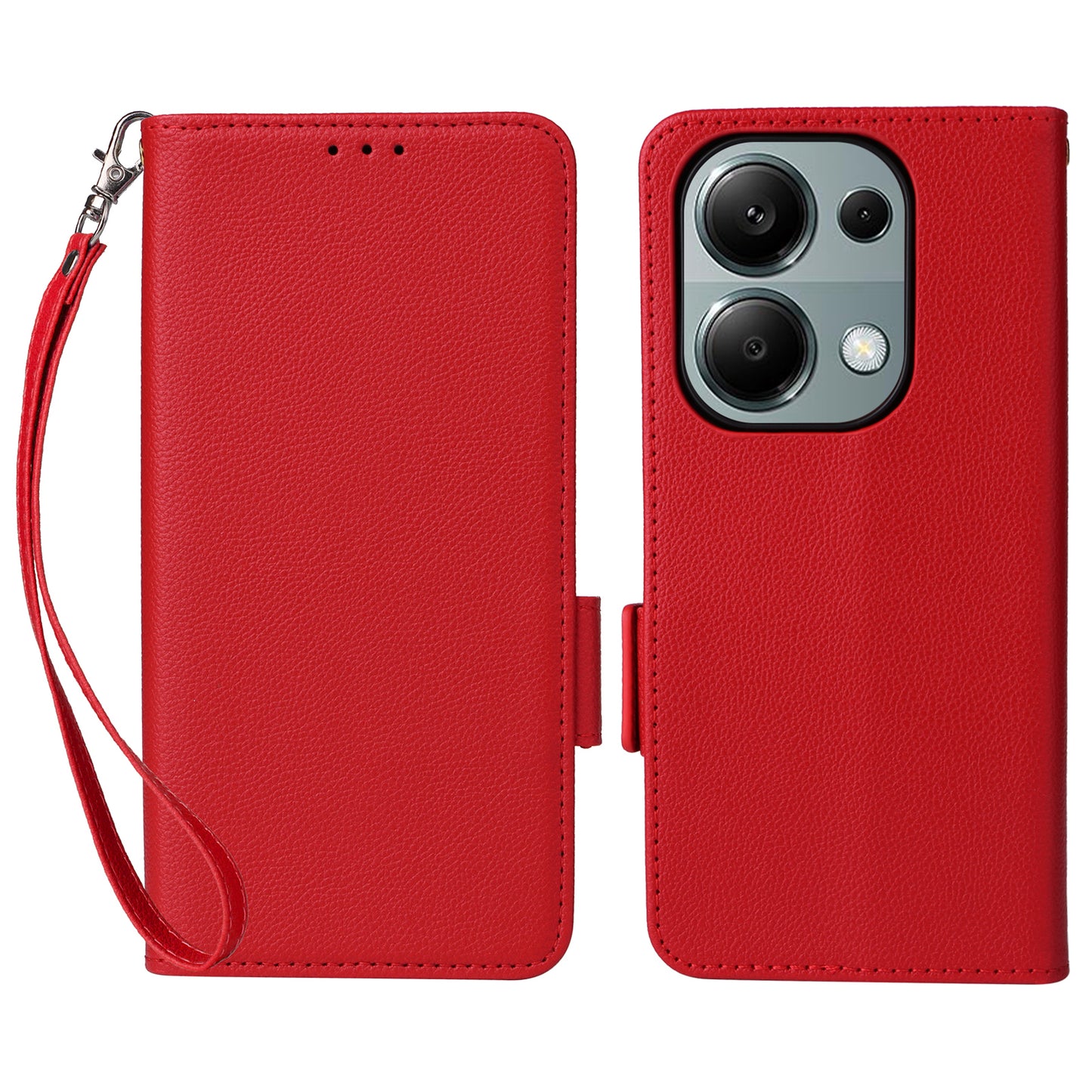 For Xiaomi Redmi Note 13 Pro 4G / Poco M6 Pro 4G Case Wallet Protective Folio Cover - Red