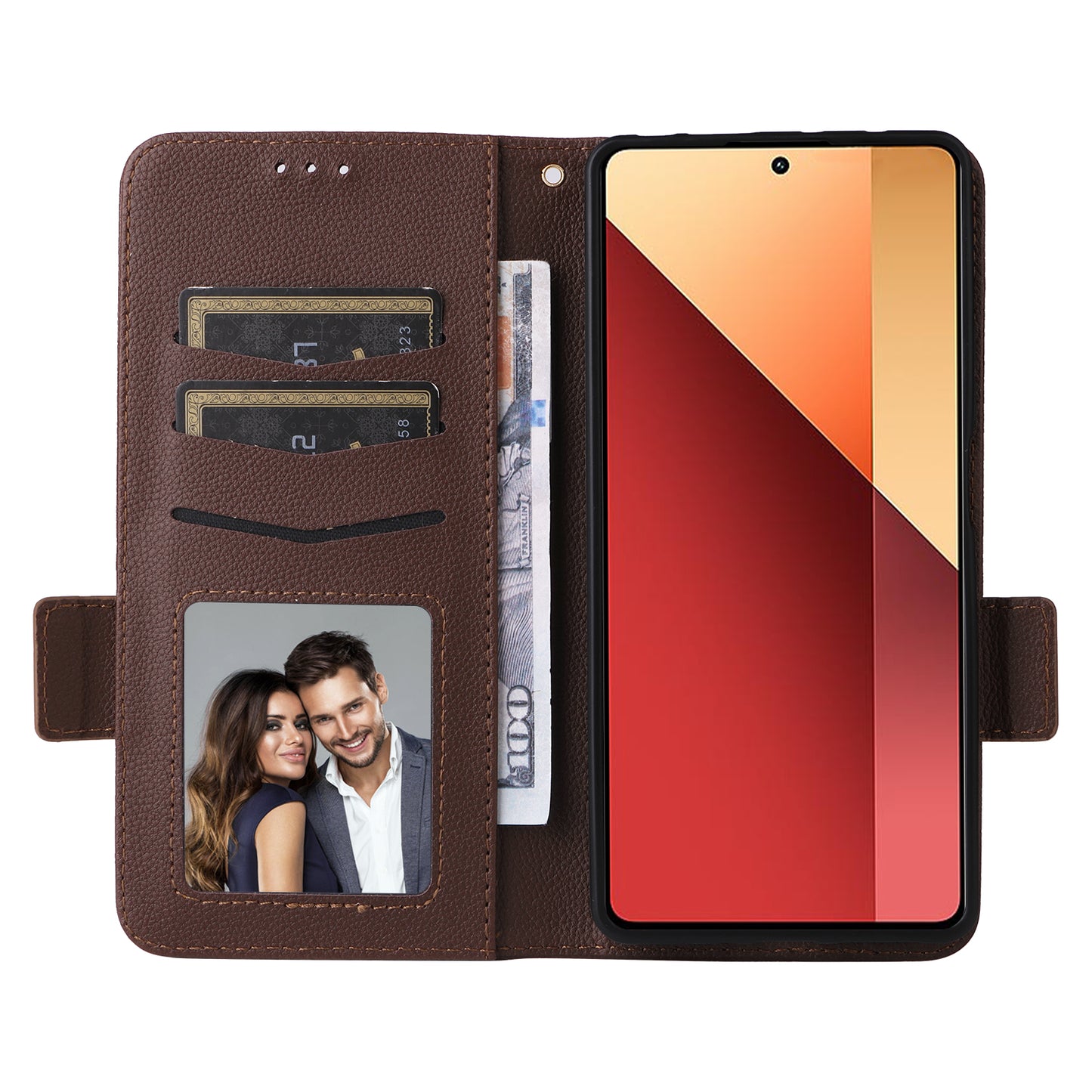 For Xiaomi Redmi Note 13 Pro 4G / Poco M6 Pro 4G Case Wallet Protective Folio Cover - Brown