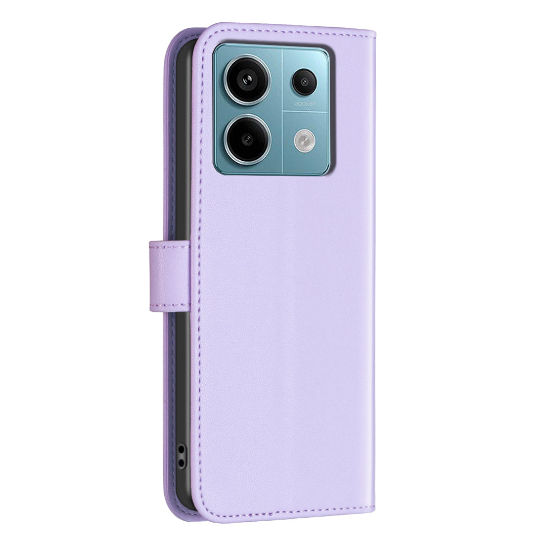 BINFEN COLOR BF17 For Xiaomi Redmi Note 13 Pro 4G / Poco M6 Pro 4G Case Stand Function PU Leather Phone Cover - Purple