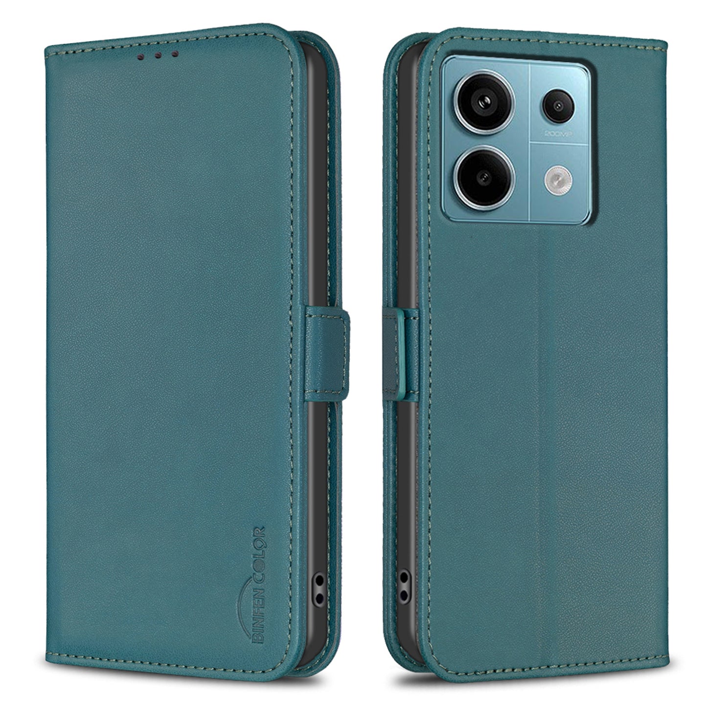 BINFEN COLOR BF31 For Xiaomi Redmi Note 13 Pro 4G / Poco M6 Pro 4G Case PU Leather Folio Phone Cover Wallet - Green