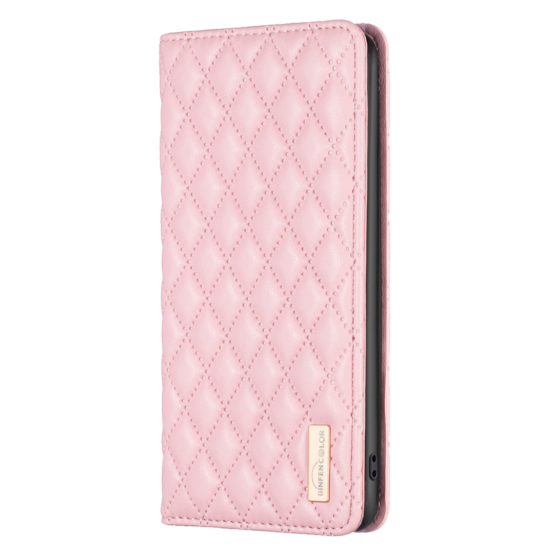 BINFEN COLOR BF Style-16 For Xiaomi Redmi Note 13 Pro 4G / Poco M6 Pro 4G Case Hidden Magnetic Closure Folio Wallet Cover - Pink