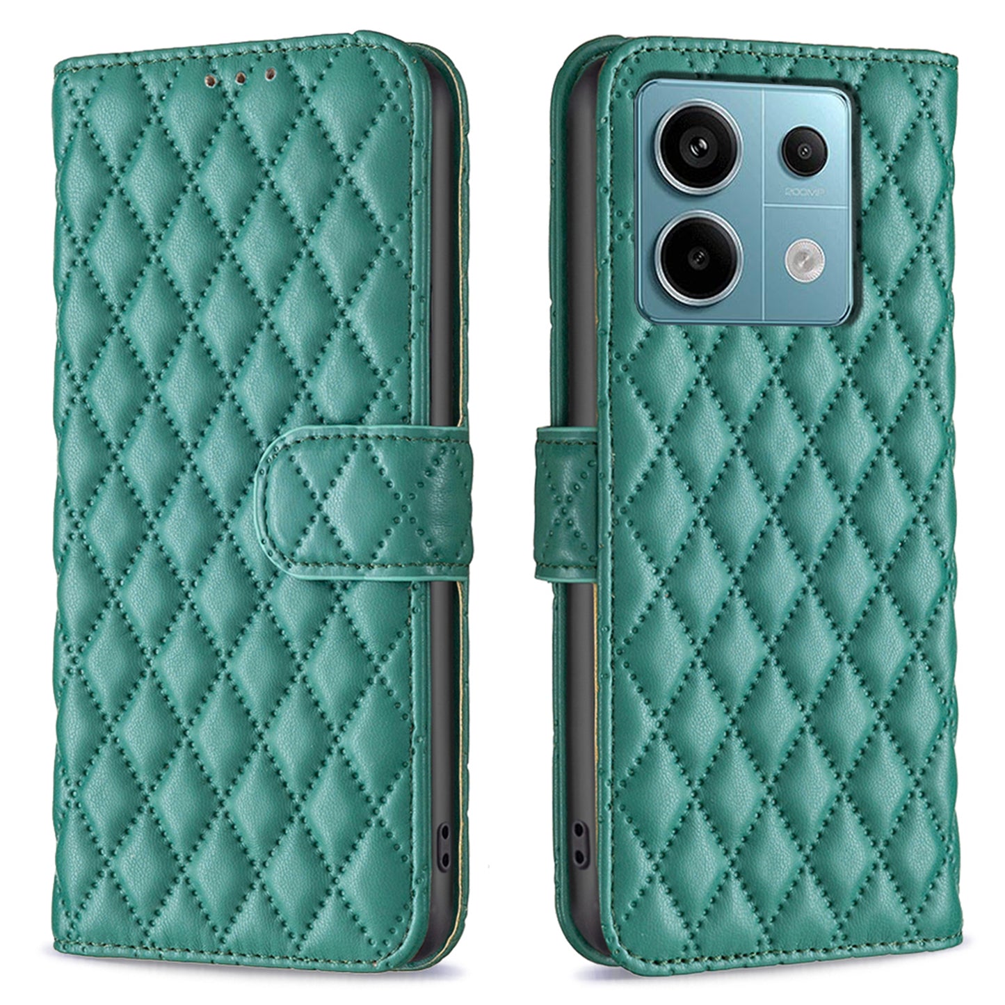 BINFEN COLOR BF Style-14 For Xiaomi Redmi Note 13 Pro 4G / Poco M6 Pro 4G Case Magnetic Protect Leather Phone Cover - Green