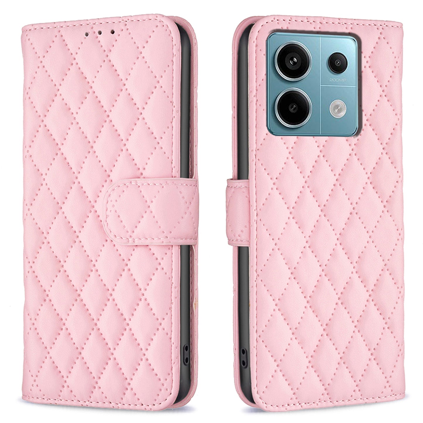 BINFEN COLOR BF Style-14 For Xiaomi Redmi Note 13 Pro 4G / Poco M6 Pro 4G Case Magnetic Protect Leather Phone Cover - Pink