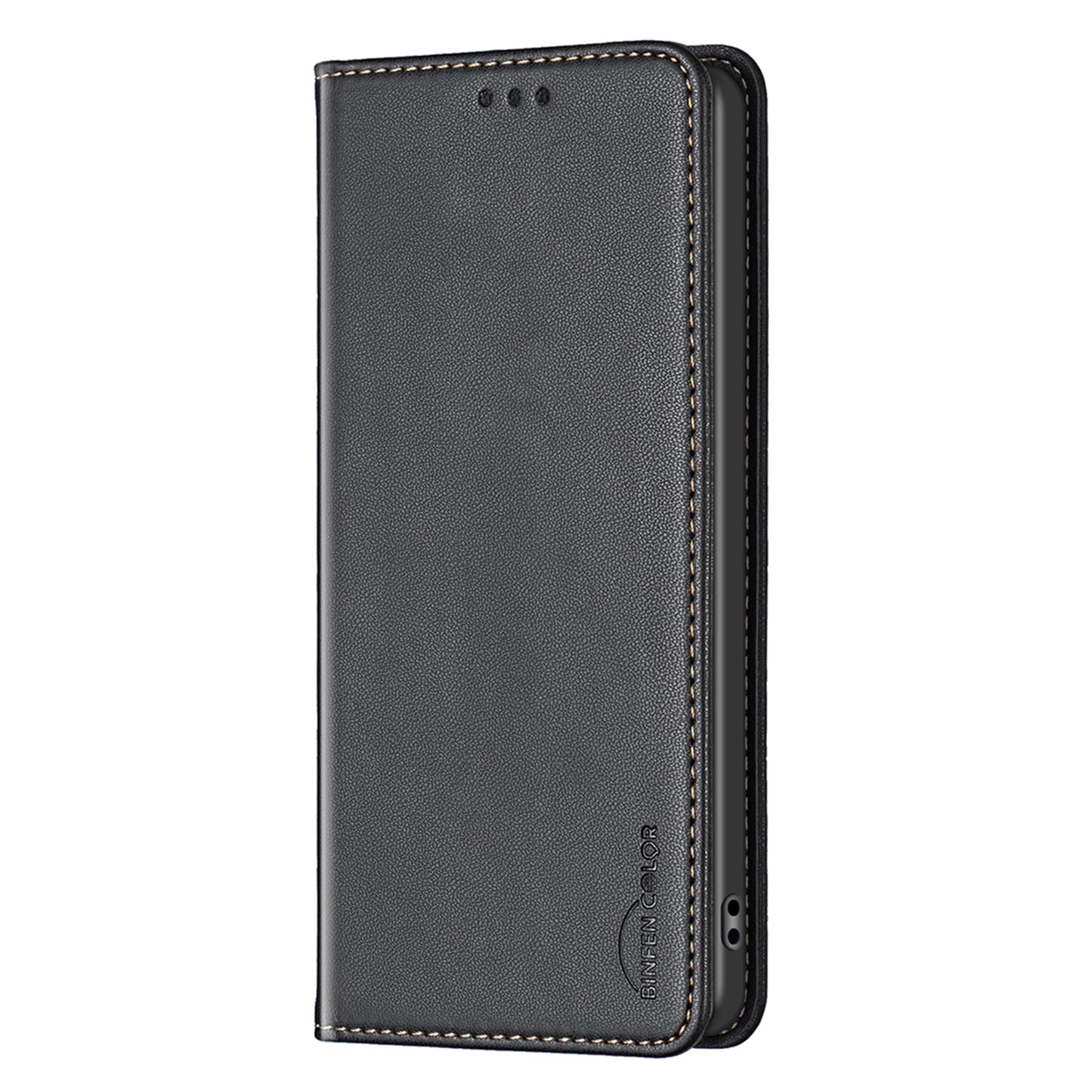 BINFEN COLOR BF18 For Xiaomi Redmi Note 13 Pro 4G / Poco M6 Pro 4G Leather Case with Card Holder Magnetic Auto-absorbed - Black